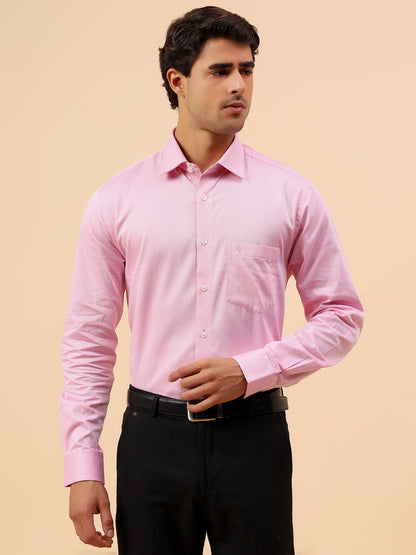 Formal Shirt for Men l Breathable & Soft with Color Fastness Regular Fit Spread Collar Neck Cotton Blend Fabric Self Design Pattern