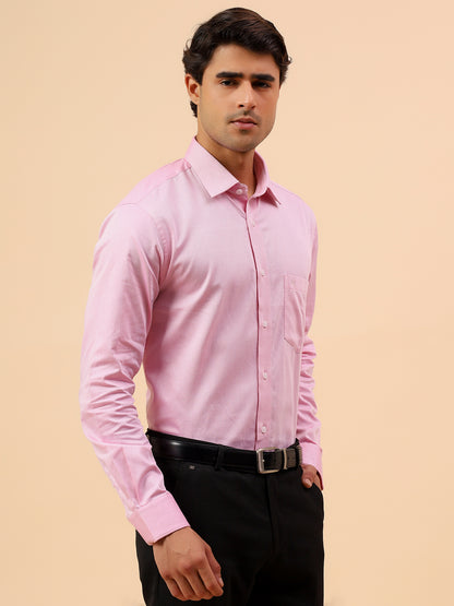 Formal Shirt for Men l Breathable & Soft with Color Fastness Regular Fit Spread Collar Neck Cotton Blend Fabric Self Design Pattern