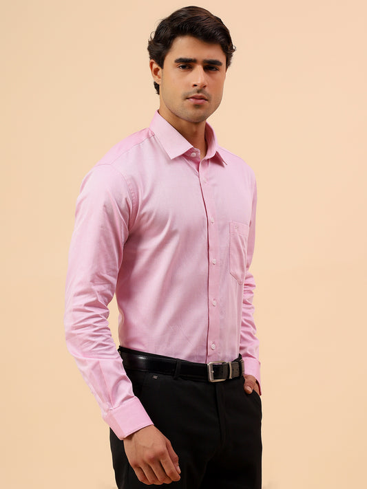 Formal Shirt for Men l Breathable & Soft with Color Fastness Regular Fit Spread Collar Neck Cotton Blend Fabric Self Design Pattern