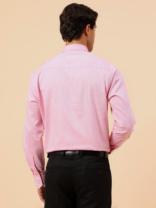 Formal Shirt for Men l Breathable & Soft with Color Fastness Regular Fit Spread Collar Neck Cotton Blend Fabric Self Design Pattern