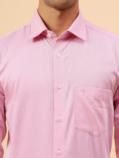 Formal Shirt for Men l Breathable & Soft with Color Fastness Regular Fit Spread Collar Neck Cotton Blend Fabric Self Design Pattern