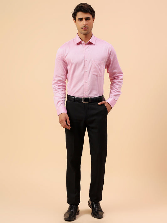 Formal Shirt for Men l Breathable & Soft with Color Fastness Regular Fit Spread Collar Neck Cotton Blend Fabric Self Design Pattern