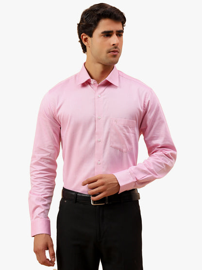 Formal Shirt for Men l Breathable & Soft with Color Fastness Regular Fit Spread Collar Neck Cotton Blend Fabric Self Design Pattern