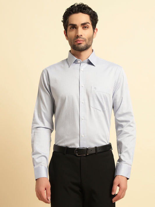 Formal Shirt for Men | Breathable & Soft with Color Fastness Regular Fit Spread Collar Neck Cotton Blend Fabric Self Design Pattern