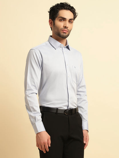 Formal Shirt for Men | Breathable & Soft with Color Fastness Regular Fit Spread Collar Neck Cotton Blend Fabric Self Design Pattern