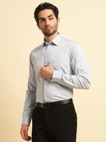 Formal Shirt for Men | Breathable & Soft with Color Fastness Regular Fit Spread Collar Neck Cotton Blend Fabric Self Design Pattern