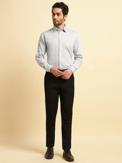 Formal Shirt for Men | Breathable & Soft with Color Fastness Regular Fit Spread Collar Neck Cotton Blend Fabric Self Design Pattern