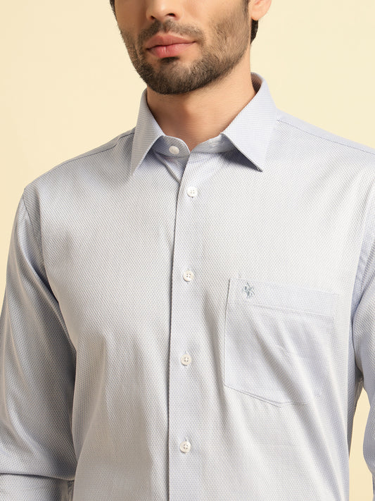 Formal Shirt for Men | Breathable & Soft with Color Fastness Regular Fit Spread Collar Neck Cotton Blend Fabric Self Design Pattern