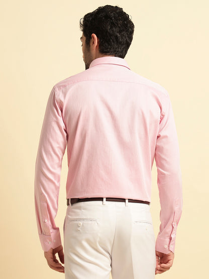 Formal Shirt for Men | Breathable & Soft with Color Fastness Regular Fit Spread Collar Neck Cotton Blend Fabric Self Design Pattern