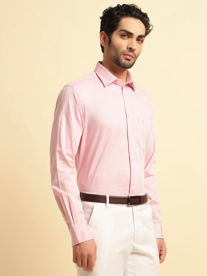 Formal Shirt for Men | Breathable & Soft with Color Fastness Regular Fit Spread Collar Neck Cotton Blend Fabric Self Design Pattern