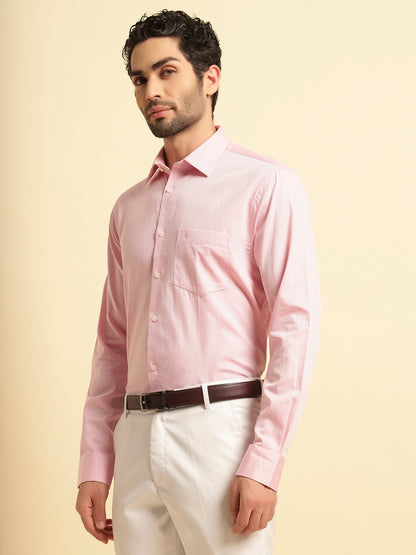 Formal Shirt for Men | Breathable & Soft with Color Fastness Regular Fit Spread Collar Neck Cotton Blend Fabric Self Design Pattern