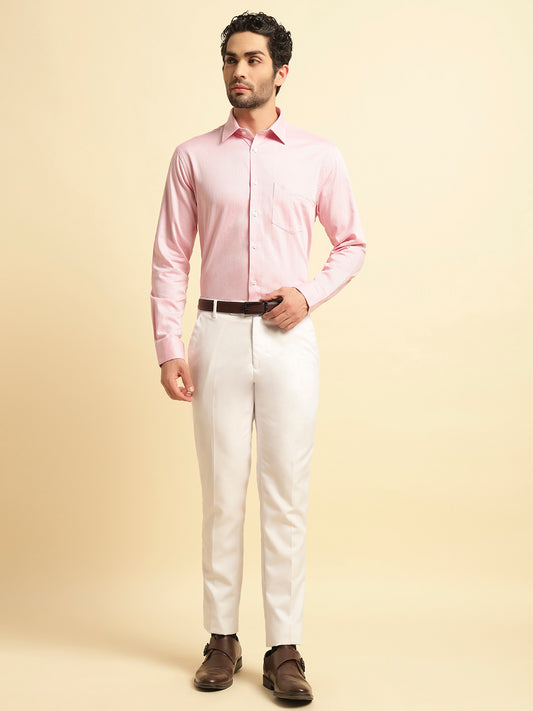 Formal Shirt for Men | Breathable & Soft with Color Fastness Regular Fit Spread Collar Neck Cotton Blend Fabric Self Design Pattern