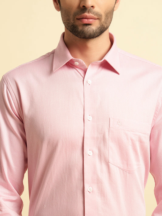 Formal Shirt for Men | Breathable & Soft with Color Fastness Regular Fit Spread Collar Neck Cotton Blend Fabric Self Design Pattern