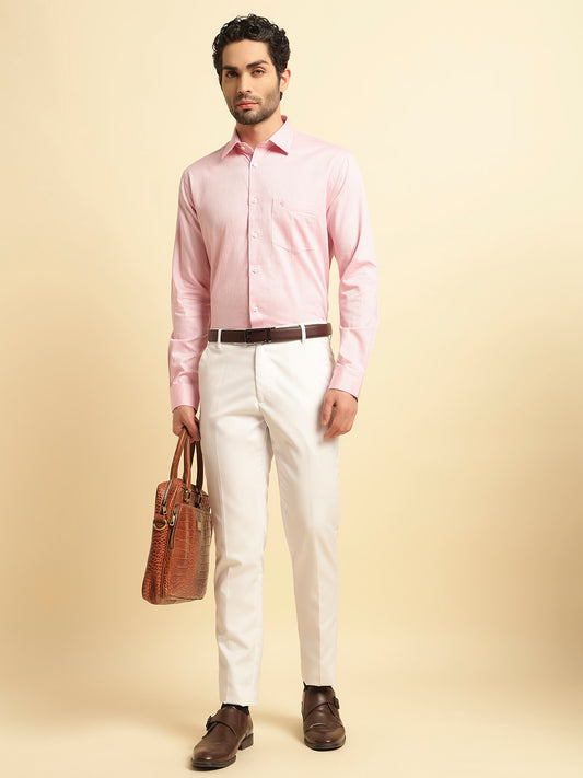 Formal Shirt for Men | Breathable & Soft with Color Fastness Regular Fit Spread Collar Neck Cotton Blend Fabric Self Design Pattern