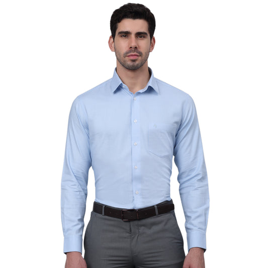 Formal Shirt for Men l Breathable & Soft with Color Fastness Regular Fit Spread Collar Neck Cotton Fabric Self Design Pattern