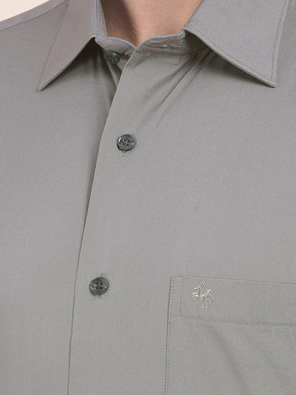 Men's Grey Slim Fit Solid Full Sleeve Formal Shirt