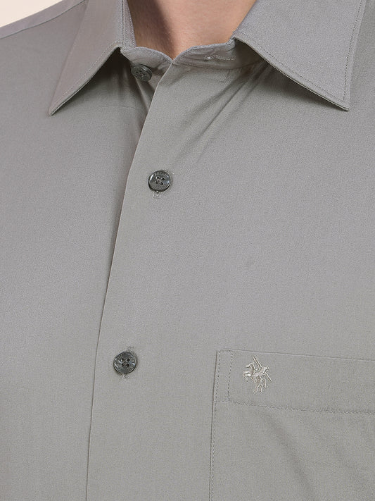 Men's Grey Slim Fit Solid Full Sleeve Formal Shirt
