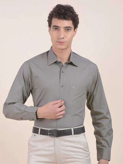 Men's Grey Slim Fit Solid Full Sleeve Formal Shirt