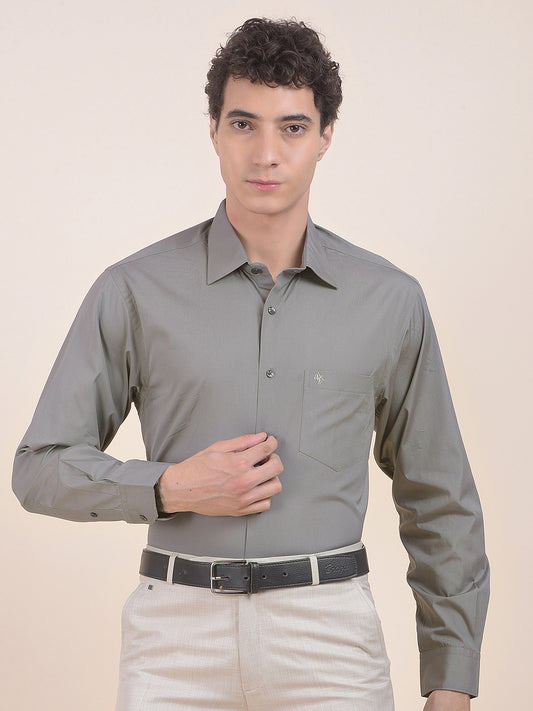 Men's Grey Slim Fit Solid Full Sleeve Formal Shirt