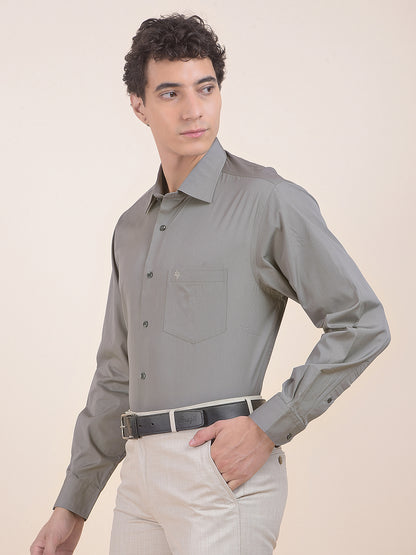 Men's Grey Slim Fit Solid Full Sleeve Formal Shirt