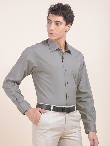 Men's Grey Slim Fit Solid Full Sleeve Formal Shirt