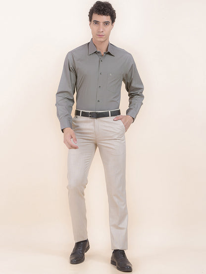 Men's Grey Slim Fit Solid Full Sleeve Formal Shirt