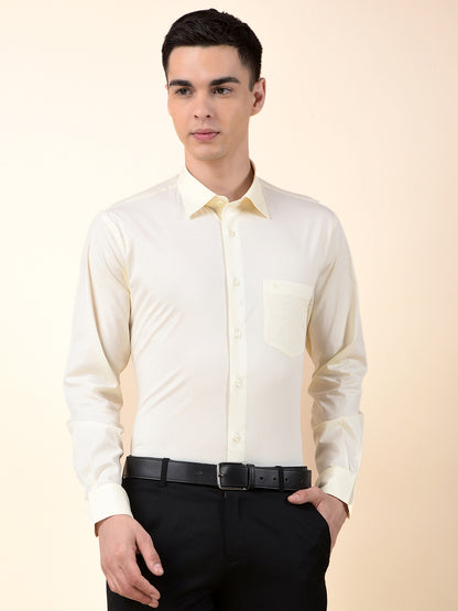 Formal Shirt for Men | Breathable & Soft with Color Fastness Slim Cotton Blend Fabric Solid Pattern