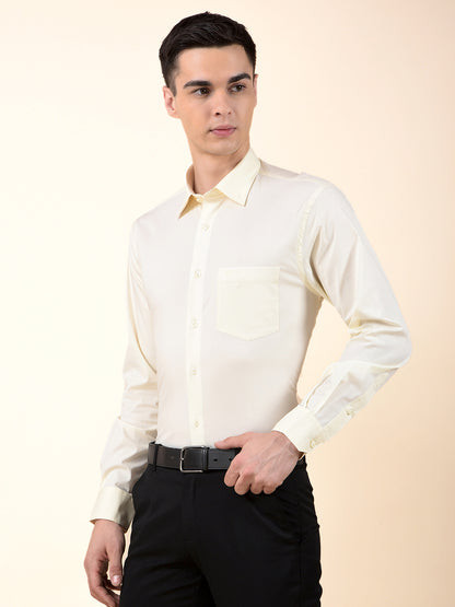 Formal Shirt for Men | Breathable & Soft with Color Fastness Slim Cotton Blend Fabric Solid Pattern