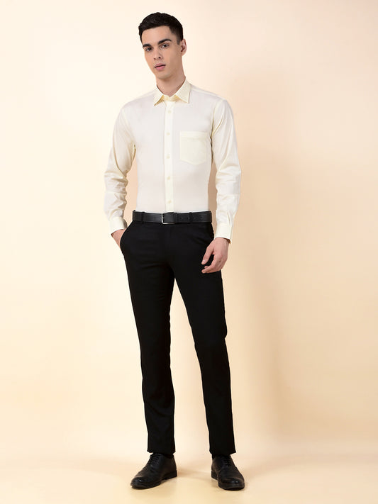 Formal Shirt for Men | Breathable & Soft with Color Fastness Slim Cotton Blend Fabric Solid Pattern
