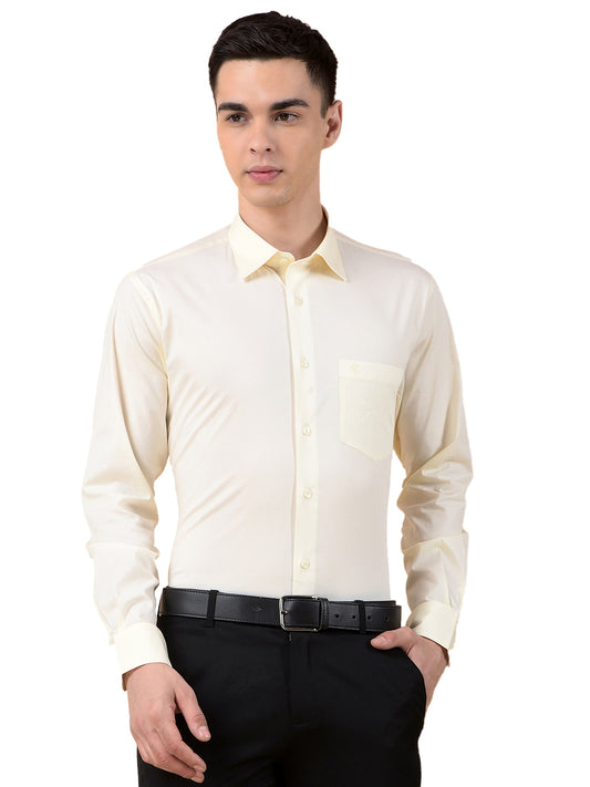 Formal Shirt for Men | Breathable & Soft with Color Fastness Slim Cotton Blend Fabric Solid Pattern