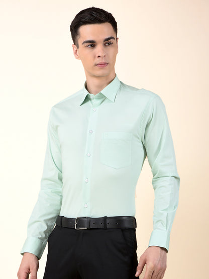 Formal Shirt for Men | Breathable & Soft with Color Fastness Slim Cotton Blend Fabric Solid Pattern