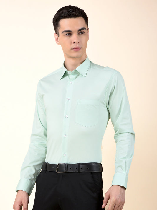 Formal Shirt for Men | Breathable & Soft with Color Fastness Slim Cotton Blend Fabric Solid Pattern