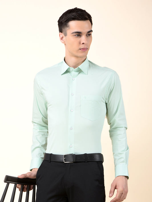 Formal Shirt for Men | Breathable & Soft with Color Fastness Slim Cotton Blend Fabric Solid Pattern