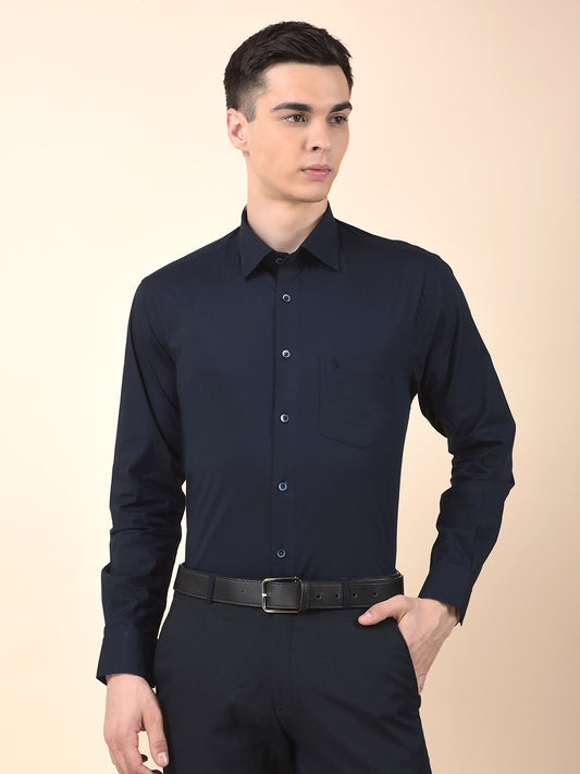 Formal Shirt for Men | Breathable & Soft with Color Fastness Slim Cotton Blend Fabric Solid Pattern
