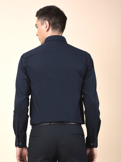 Formal Shirt for Men | Breathable & Soft with Color Fastness Slim Cotton Blend Fabric Solid Pattern