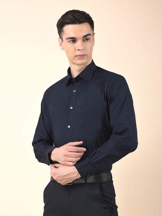 Formal Shirt for Men | Breathable & Soft with Color Fastness Slim Cotton Blend Fabric Solid Pattern