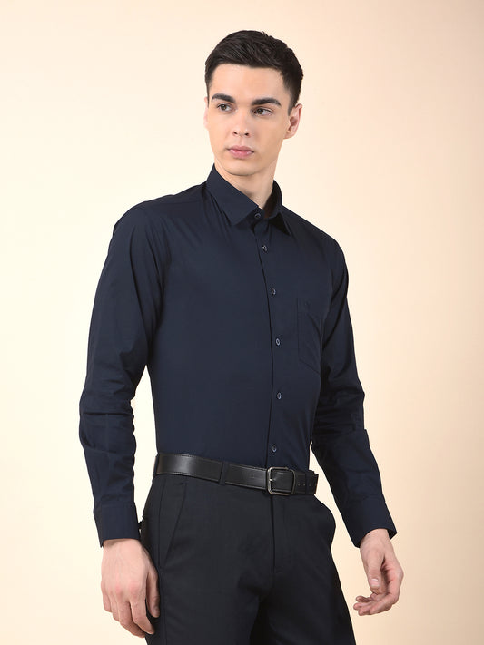 Formal Shirt for Men | Breathable & Soft with Color Fastness Slim Cotton Blend Fabric Solid Pattern