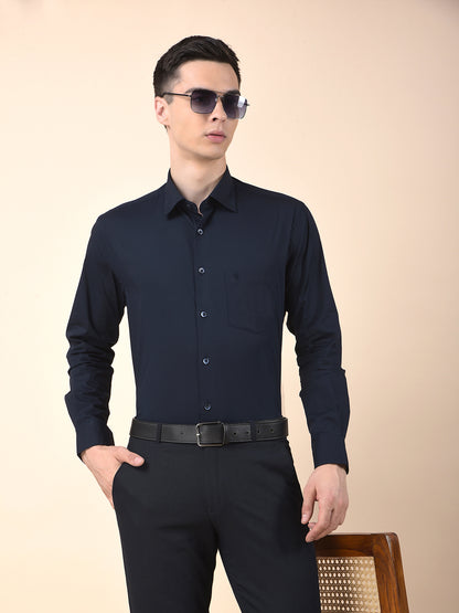Formal Shirt for Men | Breathable & Soft with Color Fastness Slim Cotton Blend Fabric Solid Pattern