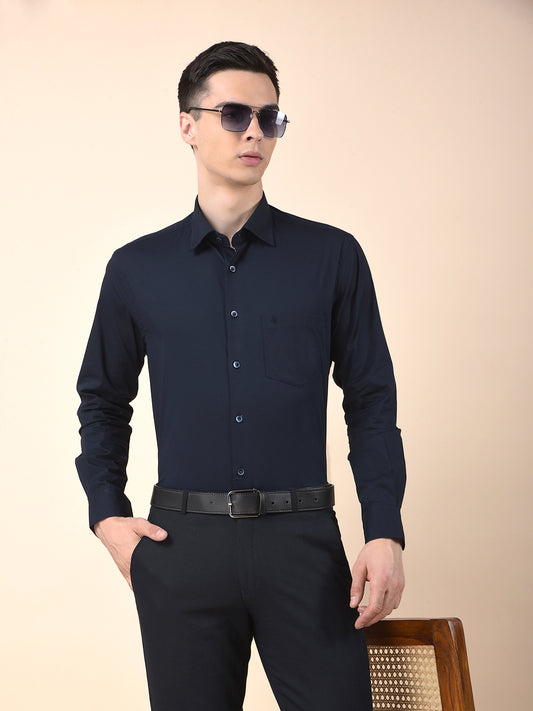 Formal Shirt for Men | Breathable & Soft with Color Fastness Slim Cotton Blend Fabric Solid Pattern