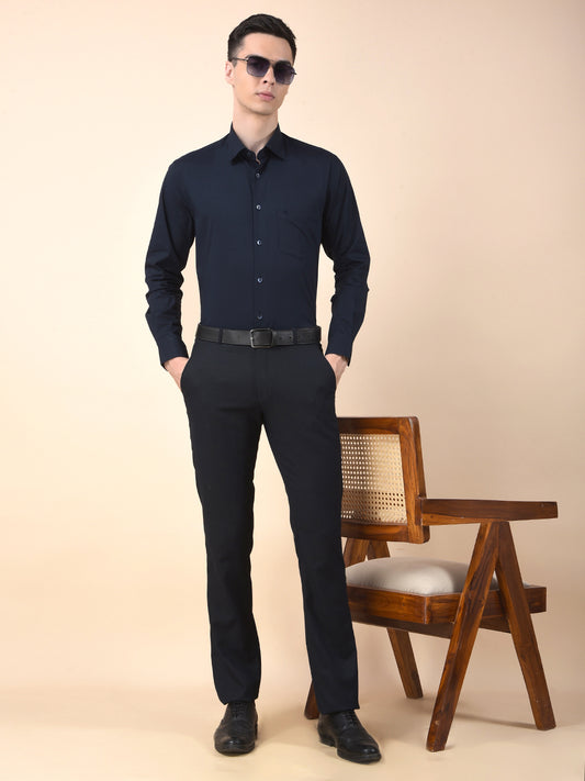 Formal Shirt for Men | Breathable & Soft with Color Fastness Slim Cotton Blend Fabric Solid Pattern