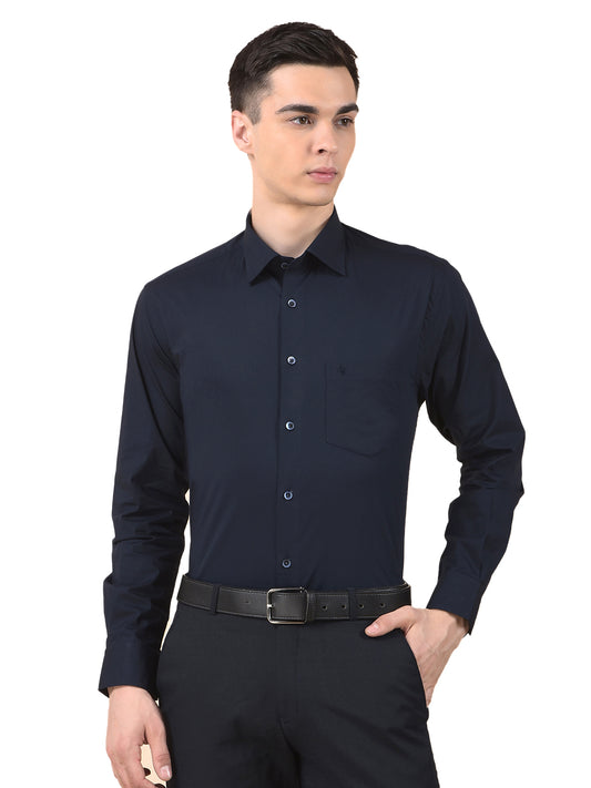 Formal Shirt for Men | Breathable & Soft with Color Fastness Slim Cotton Blend Fabric Solid Pattern
