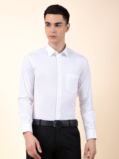Formal Shirt for Men | Breathable & Soft with Color Fastness Slim Cotton Blend Fabric Solid Pattern