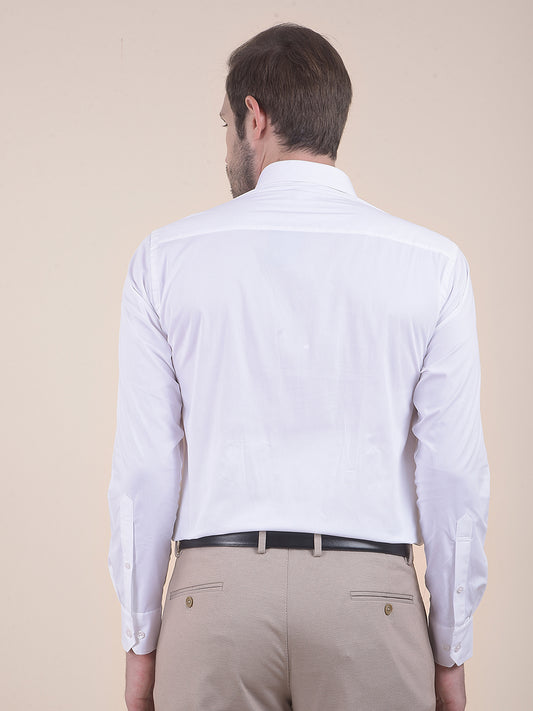 Men's White Slim Fit Solid Full Sleeve Formal Shirt
