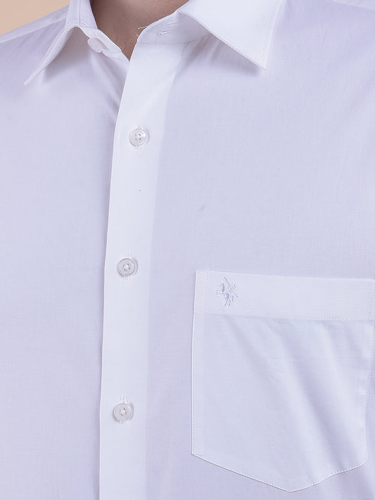 Men's White Slim Fit Solid Full Sleeve Formal Shirt
