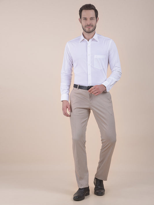 Men's White Slim Fit Solid Full Sleeve Formal Shirt