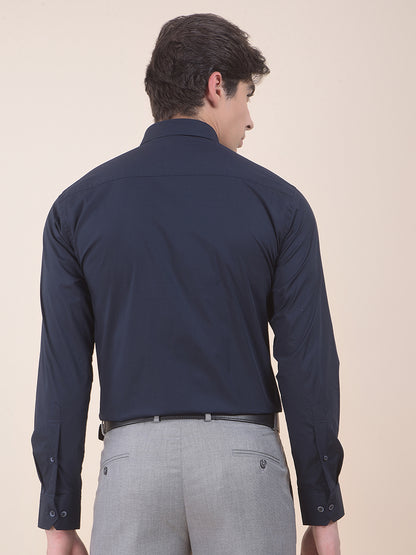 Men's Navy Slim Fit Solid Full Sleeve Formal Shirt