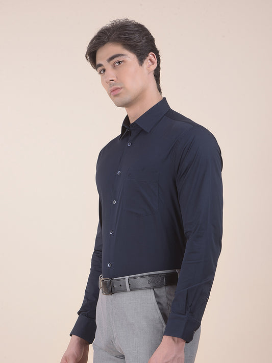 Men's Navy Slim Fit Solid Full Sleeve Formal Shirt