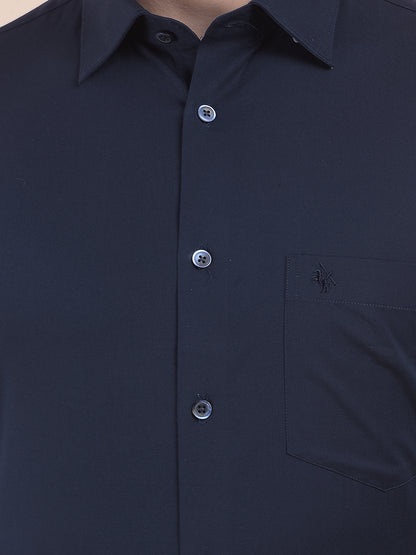 Men's Navy Slim Fit Solid Full Sleeve Formal Shirt