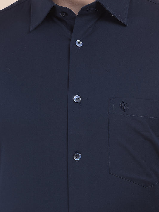 Men's Navy Slim Fit Solid Full Sleeve Formal Shirt