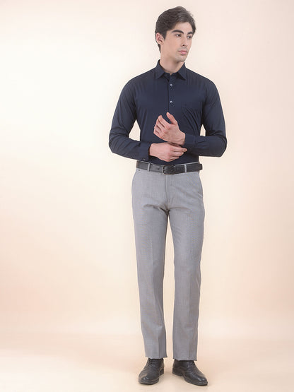 Men's Navy Slim Fit Solid Full Sleeve Formal Shirt